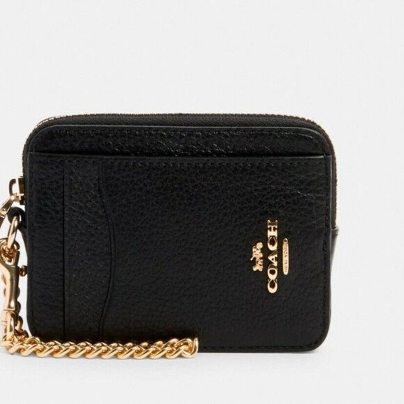 Coach zip card case with chain NWT PRICE FIRM - Picture 1 of 2